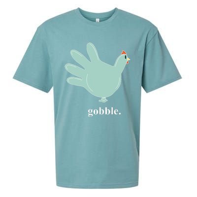 Turkey Glove Gobble Thanksgiving Thankful Nurse Sueded Cloud Jersey T-Shirt