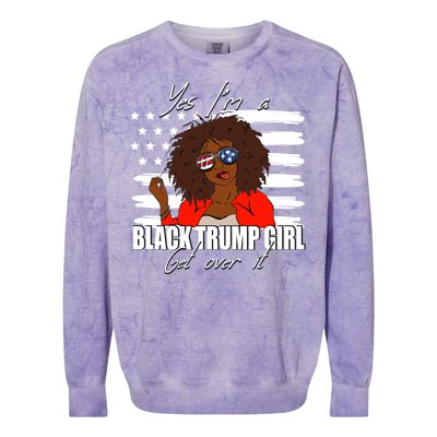 Trump Great Gift Merica Glasses Yes Im A Black Trump Supporter Gift Colorblast Crewneck Sweatshirt