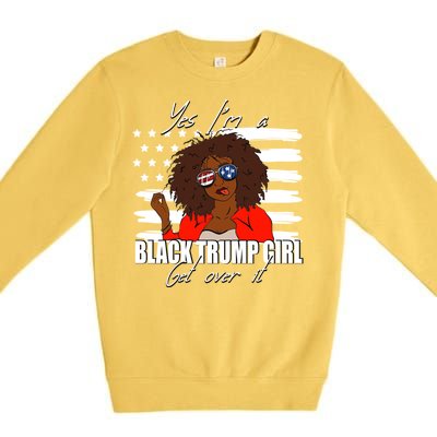 Trump Great Gift Merica Glasses Yes Im A Black Trump Supporter Gift Premium Crewneck Sweatshirt