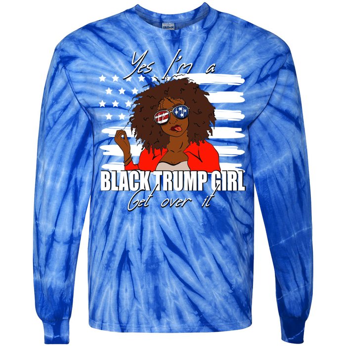 Trump Great Gift Merica Glasses Yes Im A Black Trump Supporter Gift Tie-Dye Long Sleeve Shirt