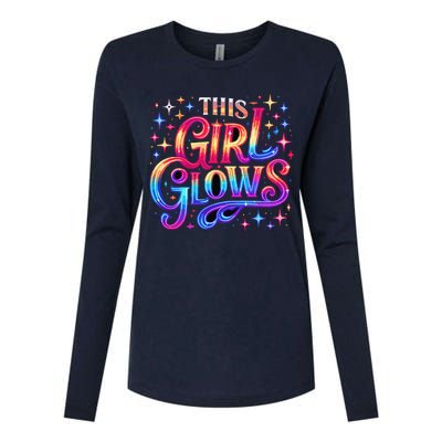 This Girl Glows 80s 90s Party Womens Cotton Relaxed Long Sleeve T-Shirt