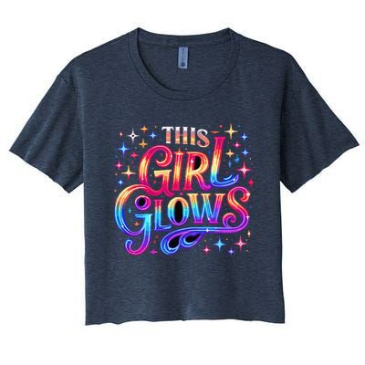 This Girl Glows 80s 90s Party Women's Crop Top Tee