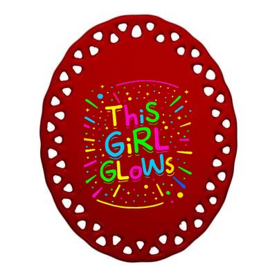 This Girl Glows For Tie Dye Bright Colors 80s And 90s Ceramic Oval Ornament