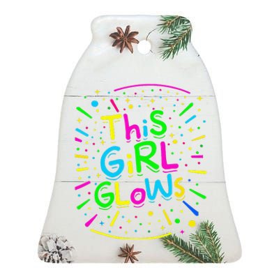 This Girl Glows For Tie Dye Bright Colors 80s And 90s Ceramic Bell Ornament