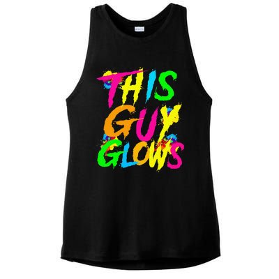 This Guy Glows Cute Boy Man Party Team Ladies PosiCharge Tri-Blend Wicking Tank