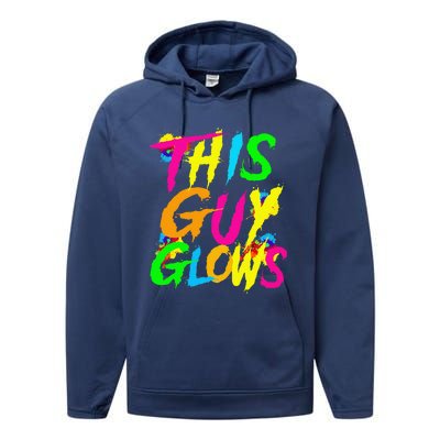 This Guy Glows Cute Boy Man Party Team Performance Fleece Hoodie