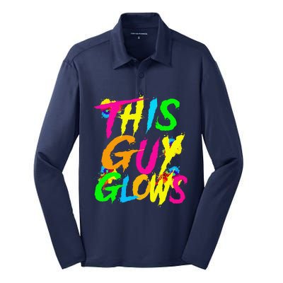 This Guy Glows Cute Boy Man Party Team Silk Touch Performance Long Sleeve Polo