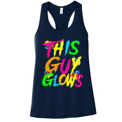 This Guy Glows Cute Boy Man Party Team Women's Racerback Tank