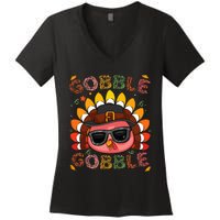 Turkey Gobble Gobble Baby Outfit Thanksgiving 2022 Women's V-Neck T-Shirt