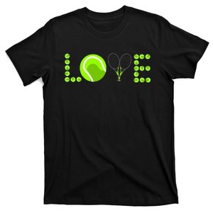 Tennis Graphic Green Player Racket Pattern Love Logo Ball T-Shirt