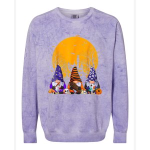 Three Gnomes Happy Halloween Fall Candy Corn Pumpkin Gnome Colorblast Crewneck Sweatshirt