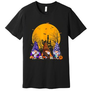 Three Gnomes Happy Halloween Fall Candy Corn Pumpkin Gnome Premium T-Shirt