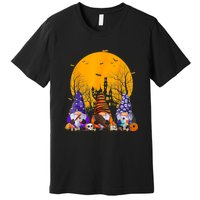 Three Gnomes Happy Halloween Fall Candy Corn Pumpkin Gnome Premium T-Shirt