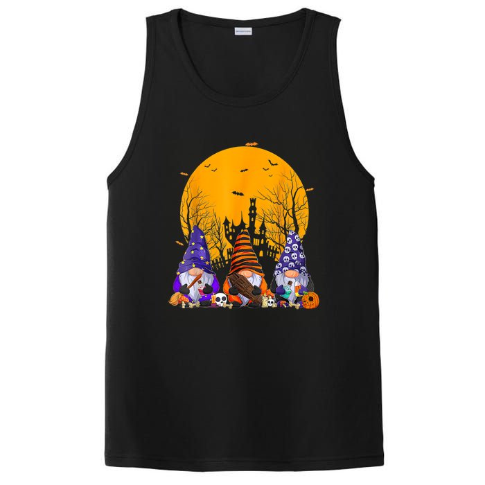 Three Gnomes Happy Halloween Fall Candy Corn Pumpkin Gnome PosiCharge Competitor Tank