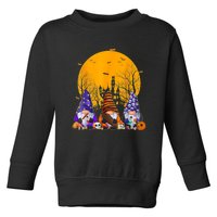 Three Gnomes Happy Halloween Fall Candy Corn Pumpkin Gnome Toddler Sweatshirt