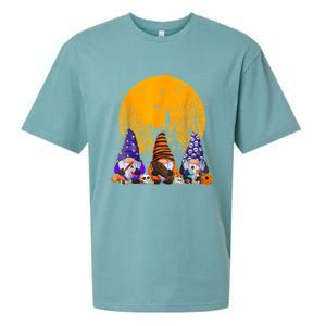 Three Gnomes Happy Halloween Fall Candy Corn Pumpkin Gnome Sueded Cloud Jersey T-Shirt