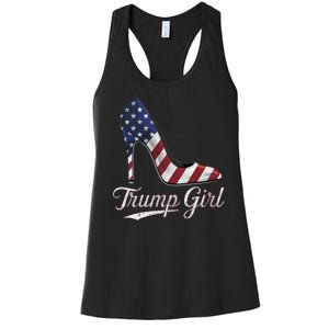 Trump Girl High Heels Stilettos American Flag Trump 2024 Women's Racerback Tank