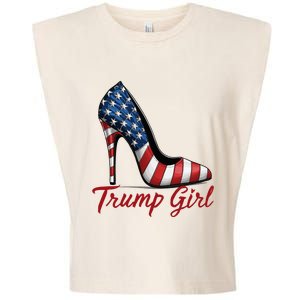 Trump Girl High Heel Stilettos American Flag Trump 2024 Garment-Dyed Women's Muscle Tee