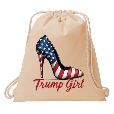 Trump Girl High Heel Stilettos American Flag Trump 2024 Drawstring Bag
