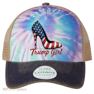 Trump Girl High Heel Stilettos American Flag Trump 2024 Legacy Tie Dye Trucker Hat