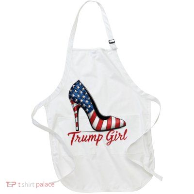 Trump Girl High Heel Stilettos American Flag Trump 2024 Full-Length Apron With Pockets
