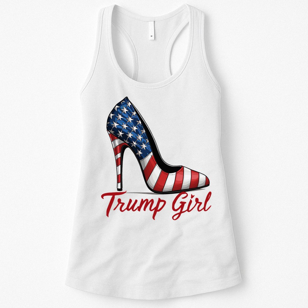 Trump Girl High Heel Stilettos American Flag Trump 2024 Womens Tank Top