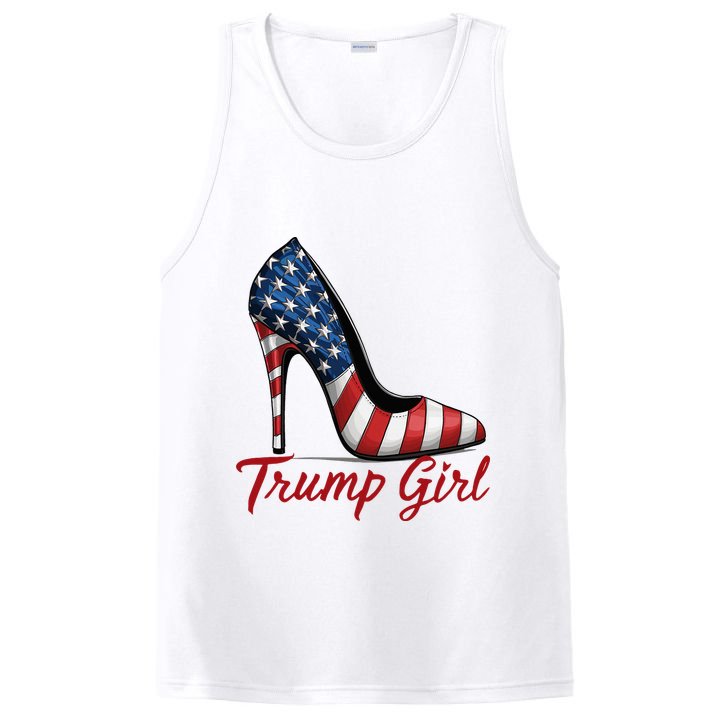 Trump Girl High Heel Stilettos American Flag Trump 2024 PosiCharge Competitor Tank