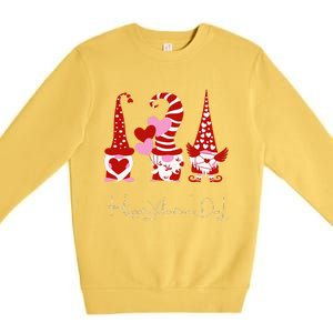 Three Gnomes Holding Hearts Valentiness Love Premium Crewneck Sweatshirt