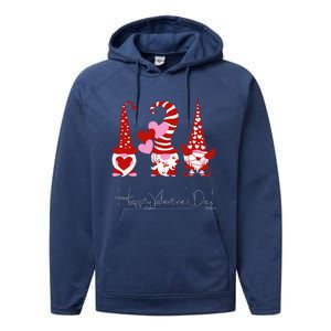 Three Gnomes Holding Hearts Valentiness Love Performance Fleece Hoodie