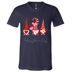 Three Gnomes Holding Hearts Valentiness Love V-Neck T-Shirt