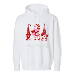 Three Gnomes Holding Hearts Valentiness Love Garment-Dyed Fleece Hoodie