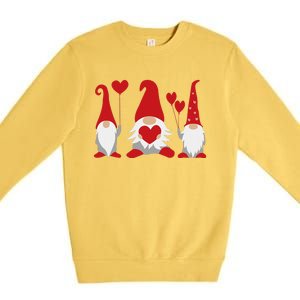 Three Gnomes Holding Hearts Valentiness Premium Crewneck Sweatshirt