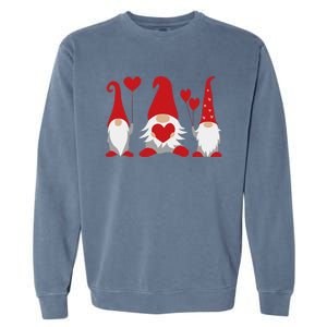 Three Gnomes Holding Hearts Valentiness Garment-Dyed Sweatshirt