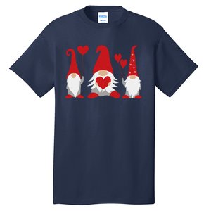 Three Gnomes Holding Hearts Valentiness Tall T-Shirt