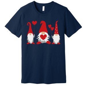 Three Gnomes Holding Hearts Valentiness Premium T-Shirt