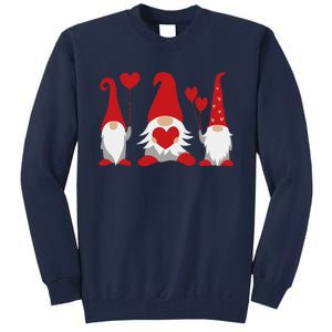 Three Gnomes Holding Hearts Valentiness Tall Sweatshirt