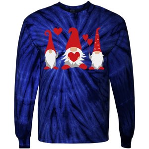 Three Gnomes Holding Hearts Valentiness Tie-Dye Long Sleeve Shirt