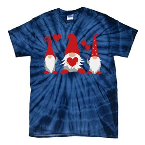 Three Gnomes Holding Hearts Valentiness Tie-Dye T-Shirt