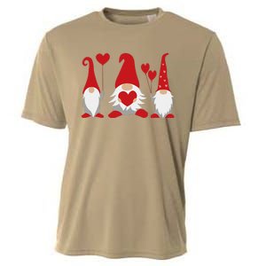 Three Gnomes Holding Hearts Valentiness Cooling Performance Crew T-Shirt