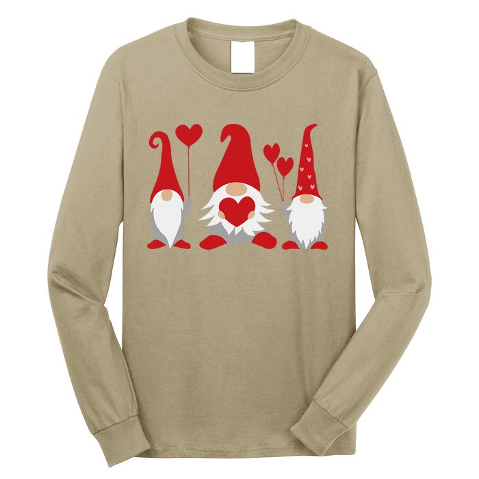 Three Gnomes Holding Hearts Valentiness Long Sleeve Shirt