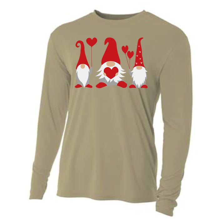 Three Gnomes Holding Hearts Valentiness Cooling Performance Long Sleeve Crew