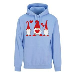 Three Gnomes Holding Hearts Valentiness Unisex Surf Hoodie