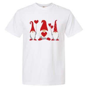 Three Gnomes Holding Hearts Valentiness Garment-Dyed Heavyweight T-Shirt