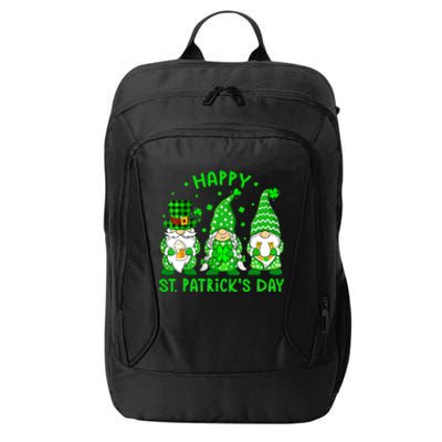 Three Gnomes Holding Shamrock Leopard Plaid St Patrick's Day City Backpack