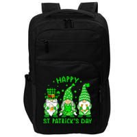 Three Gnomes Holding Shamrock Leopard Plaid St Patrick's Day Impact Tech Backpack