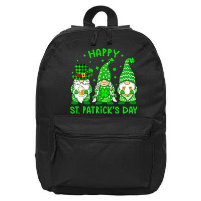 Three Gnomes Holding Shamrock Leopard Plaid St Patrick's Day 16 in Basic Backpack