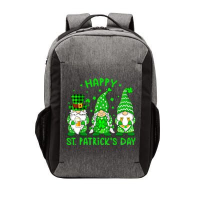 Three Gnomes Holding Shamrock Leopard Plaid St Patrick's Day Vector Backpack