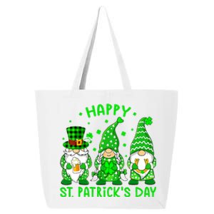 Three Gnomes Holding Shamrock Leopard Plaid St Patrick's Day 25L Jumbo Tote