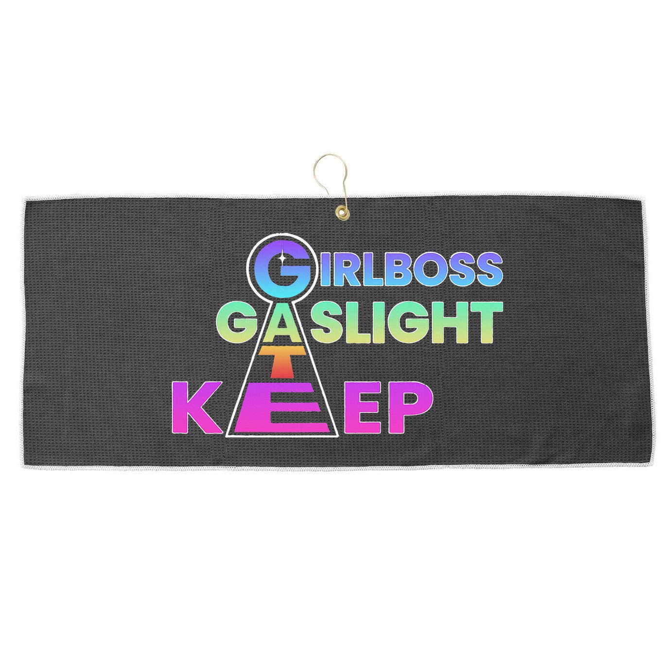 That Go Hard Girlboss Gaslight Gatekeep Trending Large Microfiber Waffle Golf Towel
