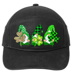 Three Gnomes Holding Shamrock Plaid Leopard St Patrick's Day 7-Panel Snapback Hat